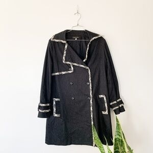 Angel Nina Black White Tweed Trench Coat sz 3